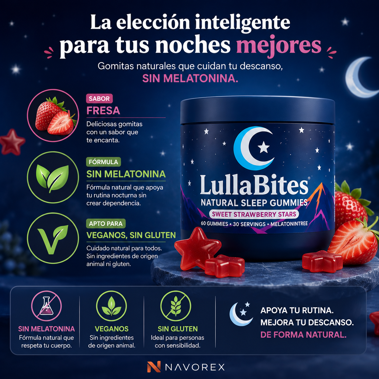 LullaBites – Gummies de Descanso Nocturno